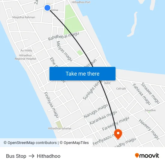Bus Stop to Hithadhoo map