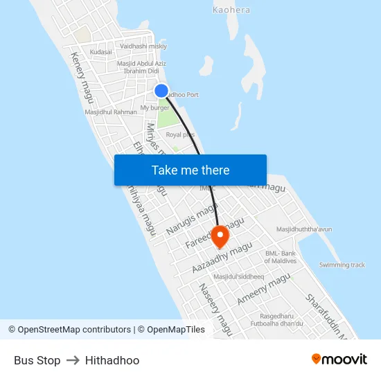 Bus Stop to Hithadhoo map