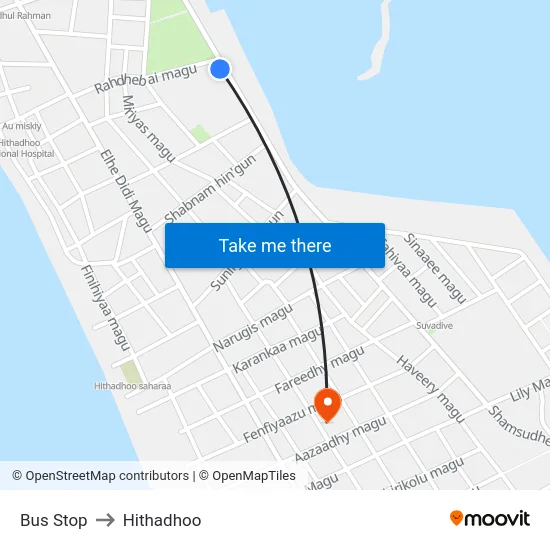 Bus Stop to Hithadhoo map