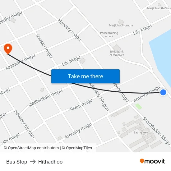 Bus Stop to Hithadhoo map