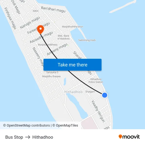 Bus Stop to Hithadhoo map