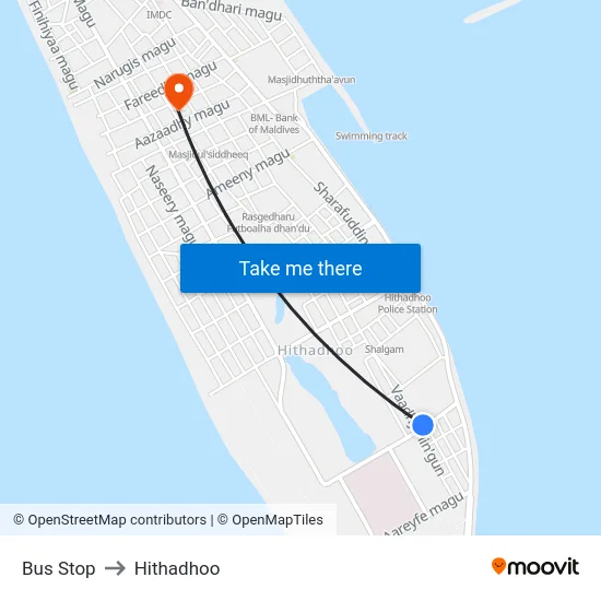 Bus Stop to Hithadhoo map