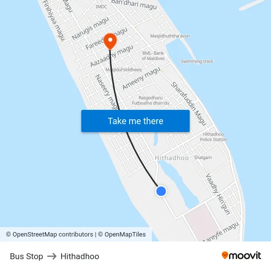 Bus Stop to Hithadhoo map