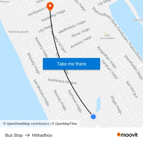 Bus Stop to Hithadhoo map