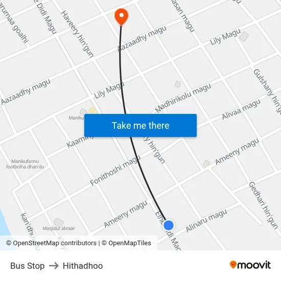 Bus Stop to Hithadhoo map