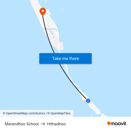 Marandhoo School to Hithadhoo map