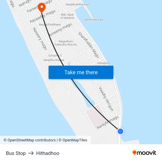 Bus Stop to Hithadhoo map
