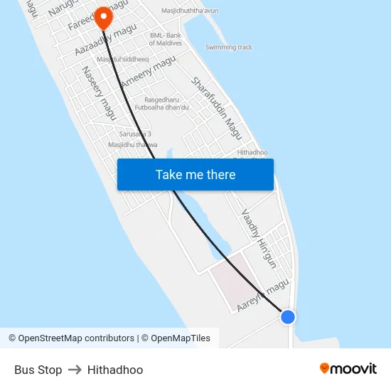 Bus Stop to Hithadhoo map
