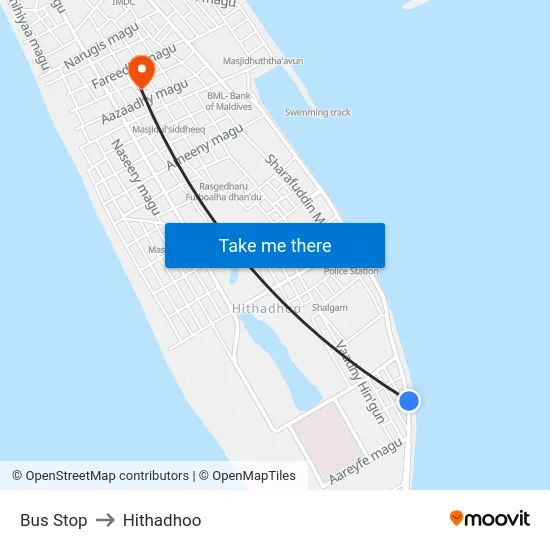 Bus Stop to Hithadhoo map