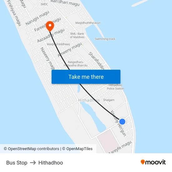 Bus Stop to Hithadhoo map