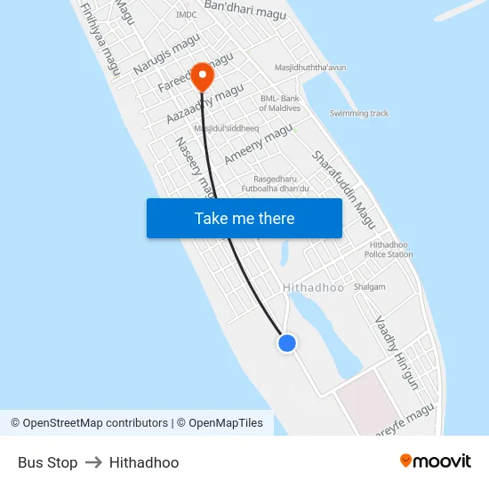 Bus Stop to Hithadhoo map