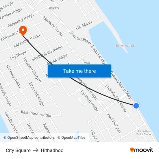 City Square to Hithadhoo map