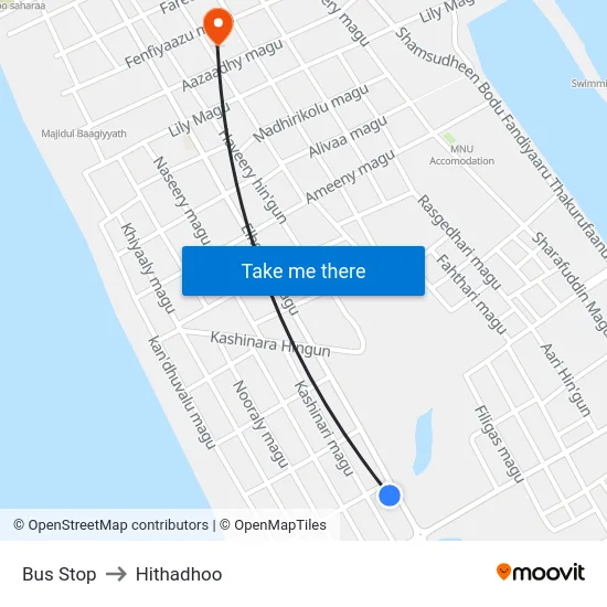Bus Stop to Hithadhoo map