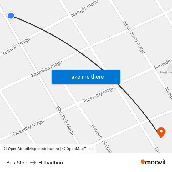 Bus Stop to Hithadhoo map