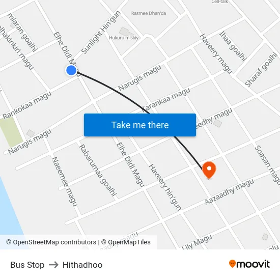 Bus Stop to Hithadhoo map