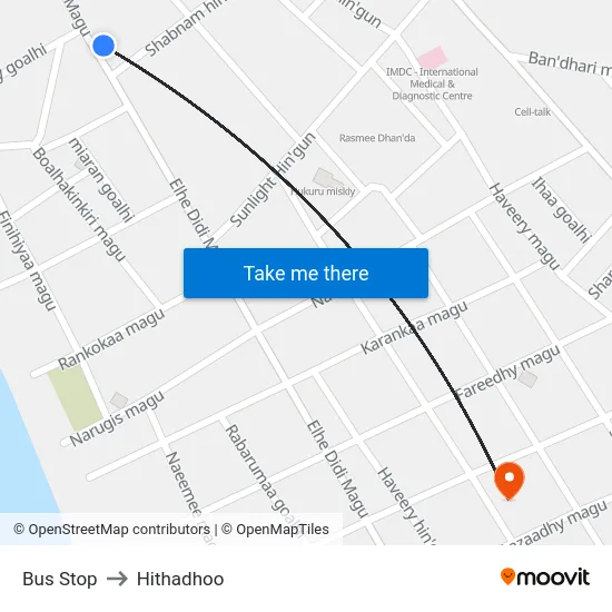 Bus Stop to Hithadhoo map