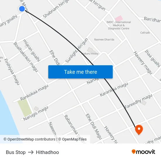 Bus Stop to Hithadhoo map