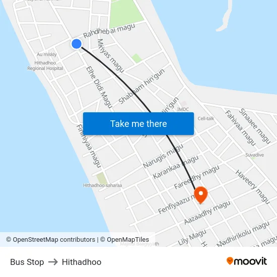 Bus Stop to Hithadhoo map