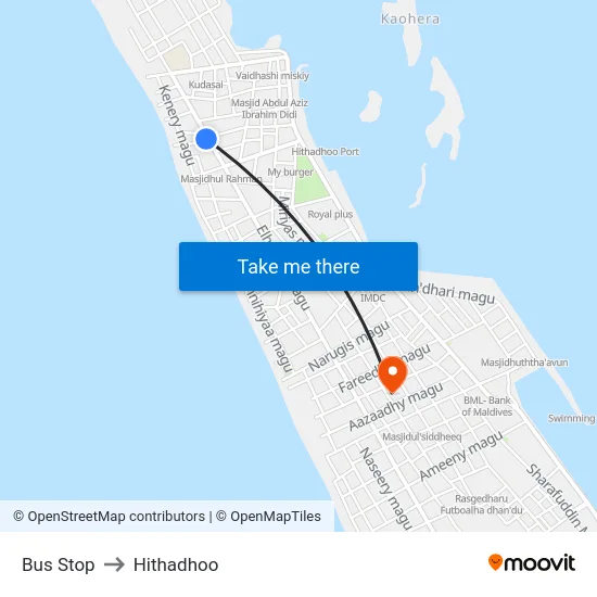 Bus Stop to Hithadhoo map