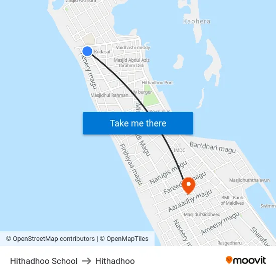 Hithadhoo School to Hithadhoo map