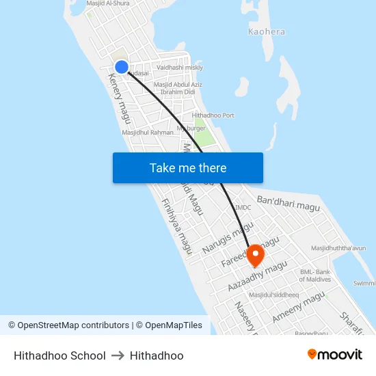 Hithadhoo School to Hithadhoo map