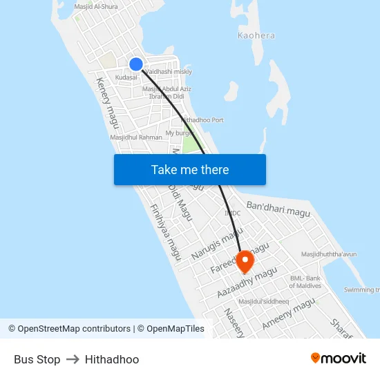 Bus Stop to Hithadhoo map