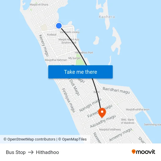 Bus Stop to Hithadhoo map
