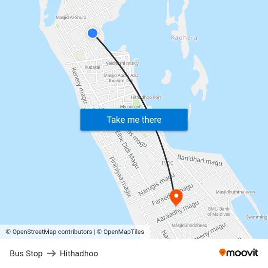Bus Stop to Hithadhoo map