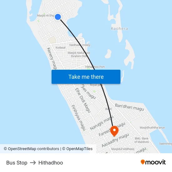 Bus Stop to Hithadhoo map