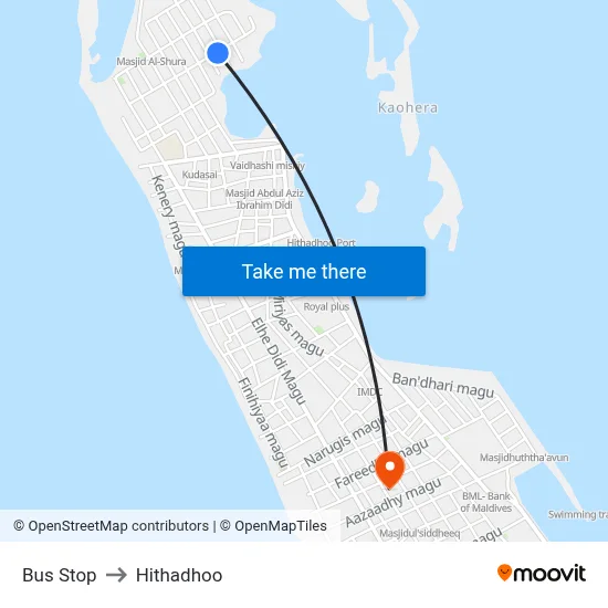 Bus Stop to Hithadhoo map