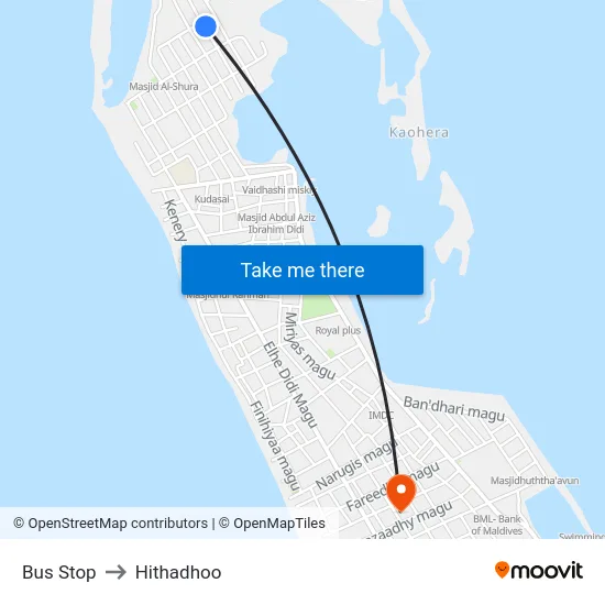 Bus Stop to Hithadhoo map