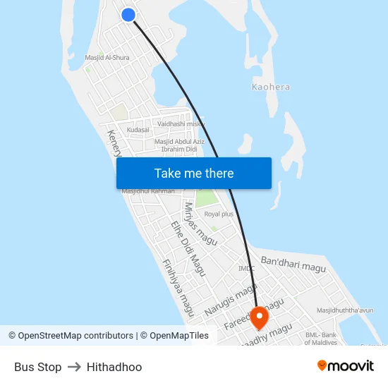 Bus Stop to Hithadhoo map