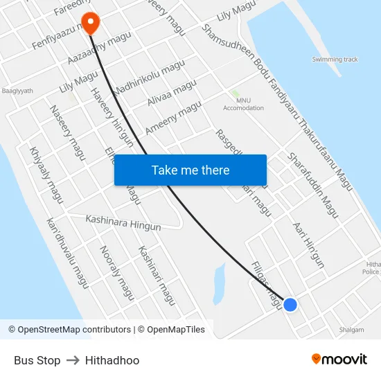Bus Stop to Hithadhoo map