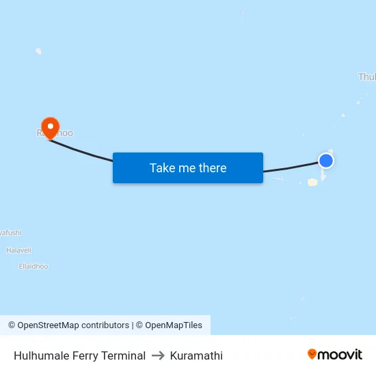 Hulhumale Ferry Terminal to Kuramathi map