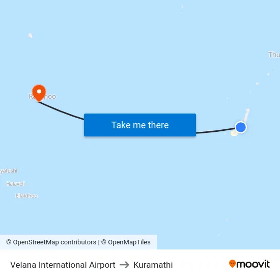 Velana International Airport to Kuramathi map