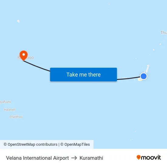 Velana International Airport to Kuramathi map