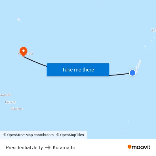 Presidential Jetty to Kuramathi map