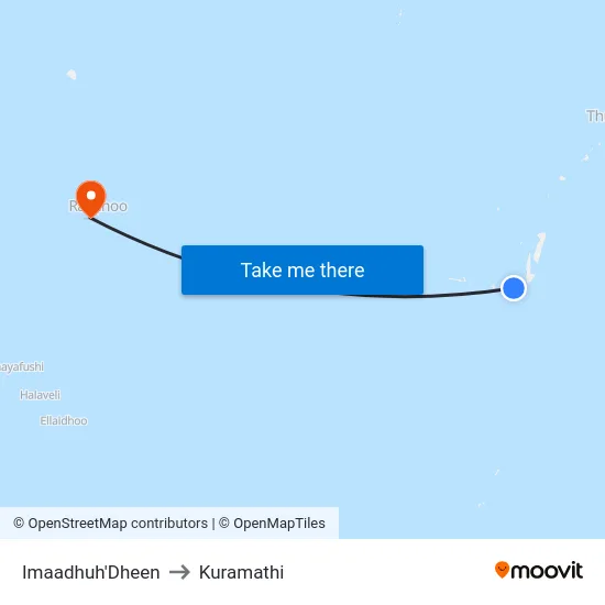 Imaadhuh'Dheen to Kuramathi map