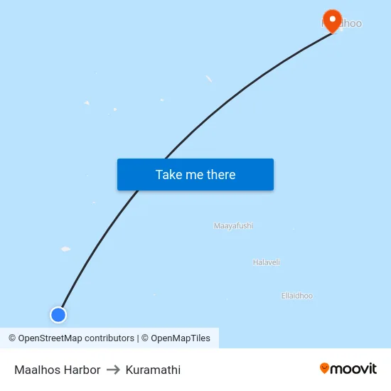 Maalhos Harbor to Kuramathi map