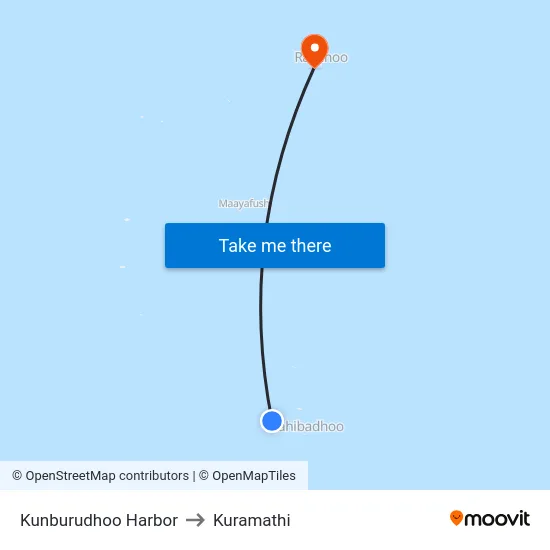 Kunburudhoo Harbor to Kuramathi map