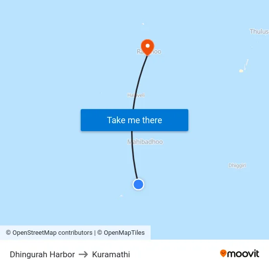 Dhingurah Harbor to Kuramathi map