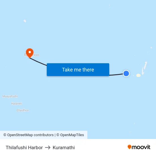 Thilafushi Harbor to Kuramathi map