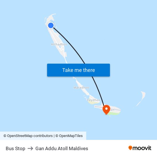 Bus Stop to Gan Addu Atoll Maldives map