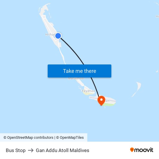 Bus Stop to Gan Addu Atoll Maldives map