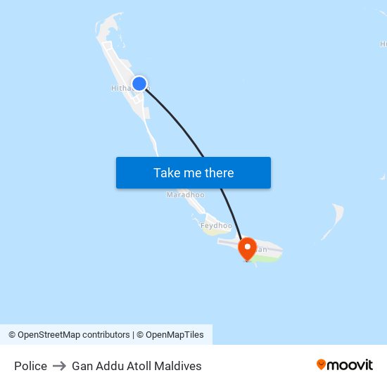 Police to Gan Addu Atoll Maldives map