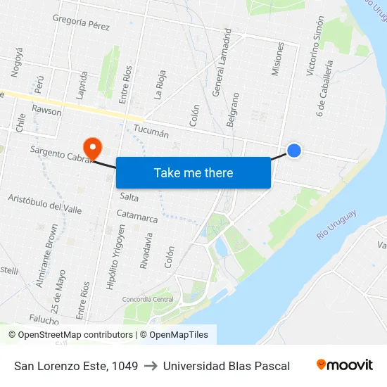 San Lorenzo Este, 1049 to Universidad Blas Pascal map