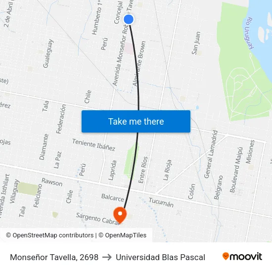 Monseñor Tavella, 2698 to Universidad Blas Pascal map