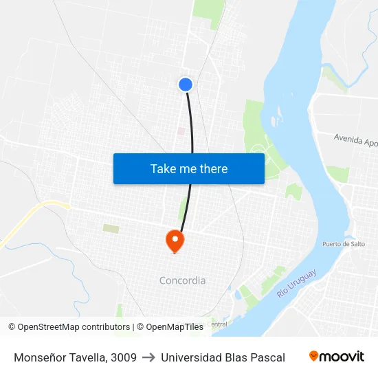 Monseñor Tavella, 3009 to Universidad Blas Pascal map