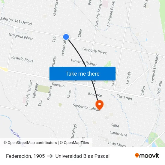 Federación, 1905 to Universidad Blas Pascal map