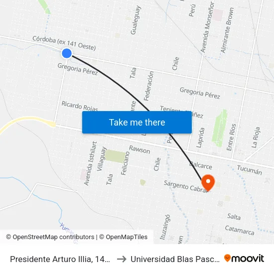 Presidente Arturo Illia, 1497 to Universidad Blas Pascal map